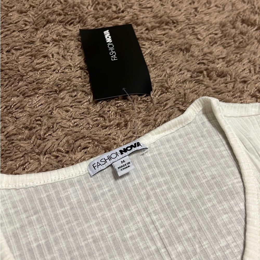 Off White Button Front Top - Picture 4 of 11